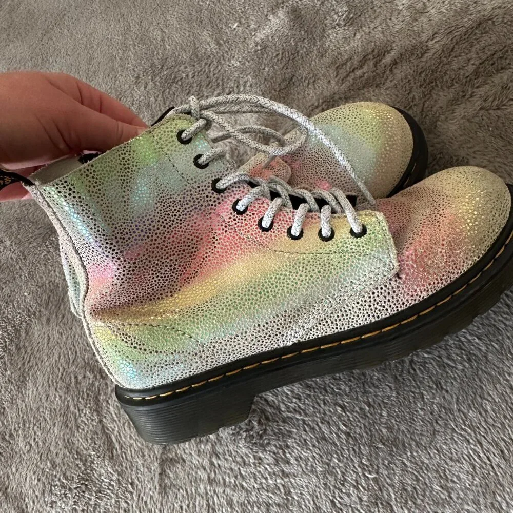 Dr. Martens Pascal Rainbow Iridescent Boots Kids Size 3 Girls Shoes